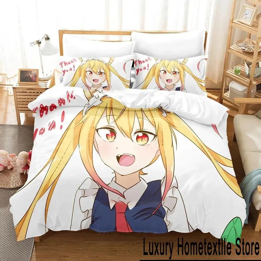 Anime Miss Kobayashi's Dragon Maid Bedding Set Duvet Cover Bed Set Quilt Cover Pillowcase Comforter King Queen Size Boys Adult