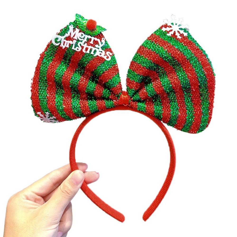Shiny Christmas Hairband Non-slip Christmas Headband Gift Bowknot Hair Hoop  Kids