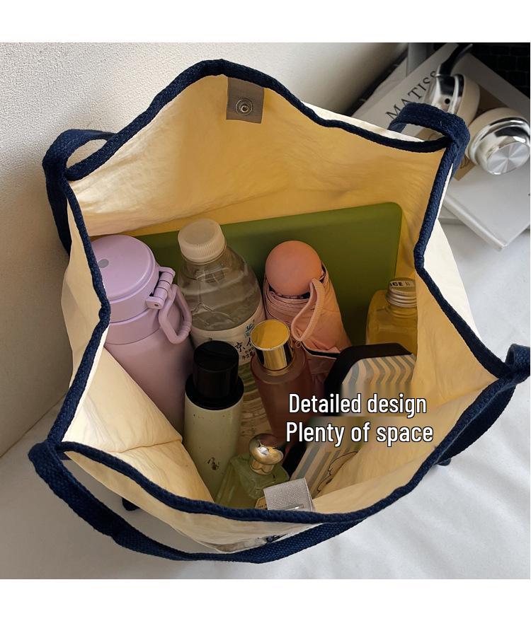 2025 Autumn Embroidered Nylon Tote: Large Capacity Fashion Shoulder Bag for Shopping & Commuting