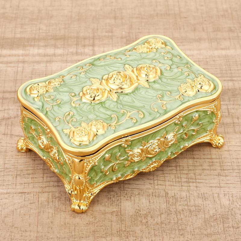 European Style China Zinc Alloy Jewelry Box for Ring Necklace Earrings Storage Wedding Dressing Table