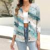 Women's Casual Fashion Floral Print Button 3/4 Sleeve Cardigan Top