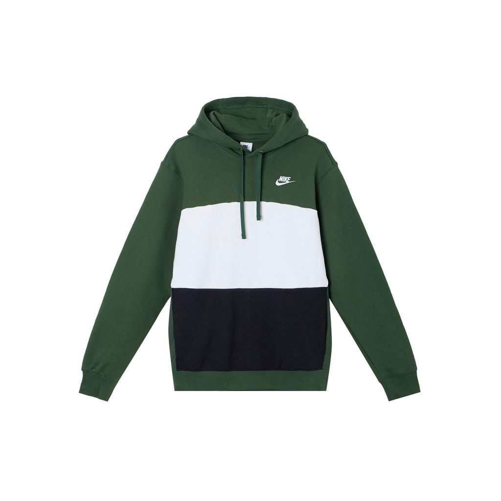 Nike Club+ Color Block Hooded Fleece Jacket Men Fir Green White FB7416-323