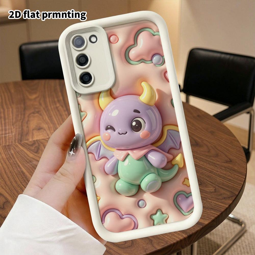 Phone case: 2D flat design suitable for Samsung Galaxy A34 A35 M05 M06 S20 S22 S21 FE Plus 5G protective case, purple and green little devil, perfect 