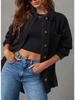 European & American Style Women's Denim Jacket with Large Pockets and Button Long Sleeves