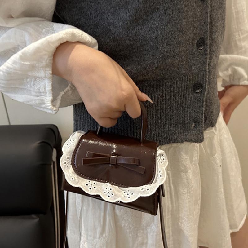 Süße Schleife Spitze Damen PU Umhängetaschen Leichte Tragbare Damen Handtaschen Lippenstift Tasche Lässige Mädchen Crossbody Tasche Clutch KTB