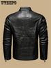 Vintage-Inspired Men's Faux Leather Jacket - Windproof, Warm Fleece Lined, Multi-Pocket Design for Motorcycle Riding & Casual Wear