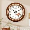 Retro Solid Wood Wall Clock, Living Room Home Fashion Wall-mounted Timepiece, Round High-end Silent Wall-mounted Watch