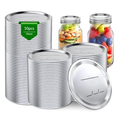 50/100 Stück 7cm Universelle Mason Einmachdeckel Auslaufsicher Abdichtend Lebensmittel Aufbewahrung Edelstahl Frisch Für Mason Jar Deckel Küche