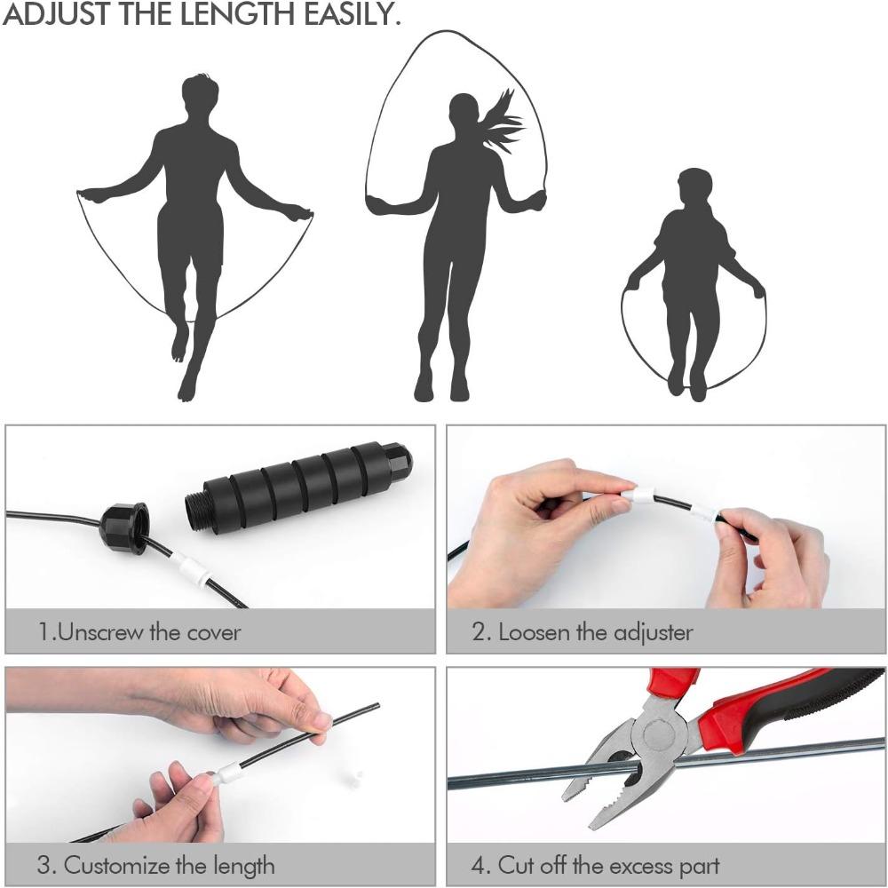 Jump Rope Tangle-Free Rapid Speed Jumping Rope Cable with Ball Bearings Adjustable Steel Jump Rope Workout with Foam Handles for Fitness Home Exercise