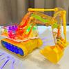 LED Mechanical Gear Excavator Toy Electric Light Up Excavator Toy  Children Gift