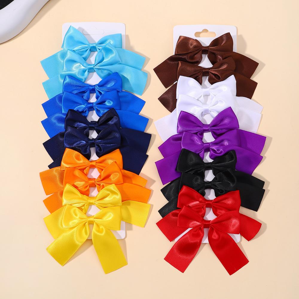 2Pcs Girl Cheer Up Bow Hairclips Delicate Ribbon Hairpins for Kids Hair Accessories 3.5inch Lovely Hair Pins Hairgripe