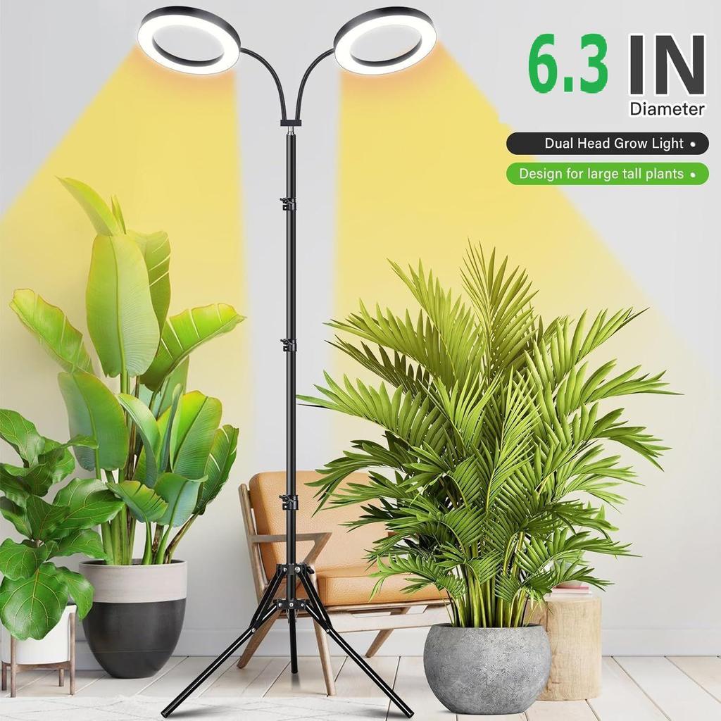 6-Inch Angel Ring Plant Light: Floor-Standing Full Spectrum Grow Light for Indoor Succulents and Green Plants