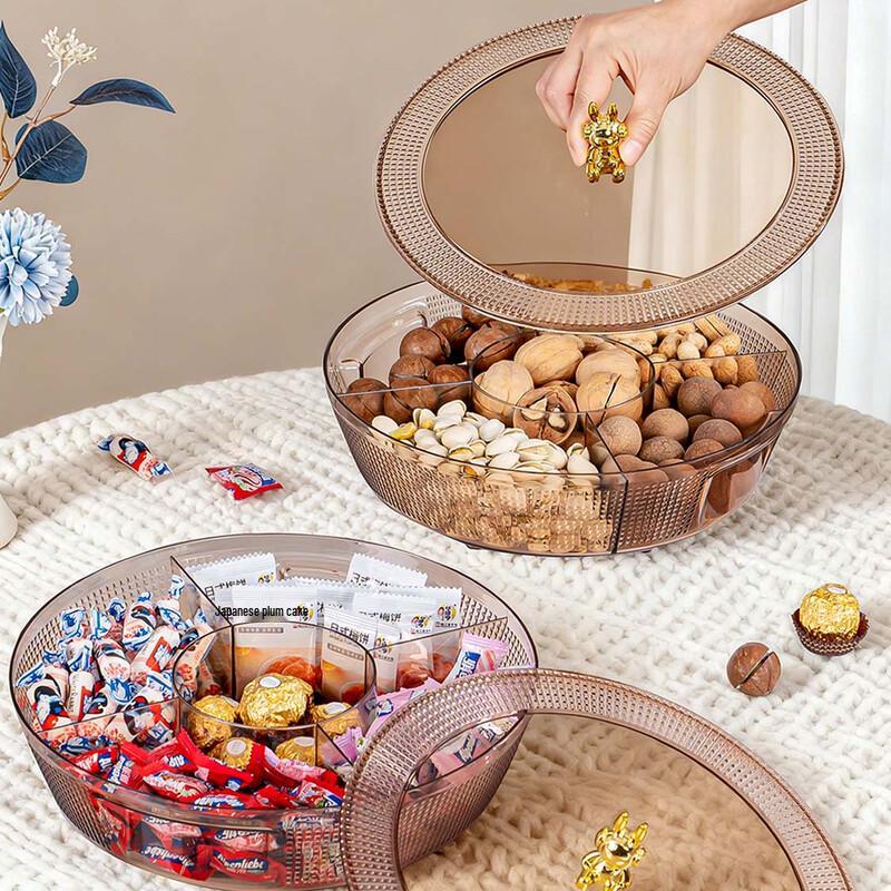 temeiju 360° Rotatable Divided Snack Tray with Lid