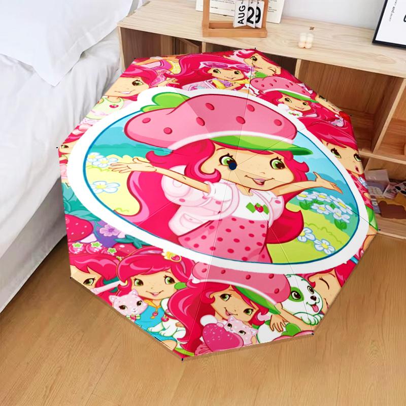 Straw-berry Friends Umbrella Folding umbrella, automatic umbrella 8-Frame for Travel, camping Use Gift for Halloween Christmas