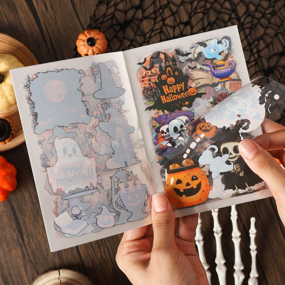20Pcs/Pack Pumpkin Skeleton Kids Halloween Stickers Trick or Treat Spooky Scrapbooking Planner Stickers Waterproof