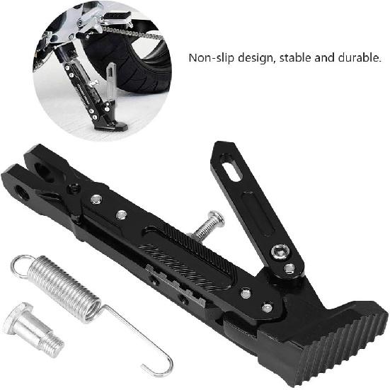 Qiilu Motorcycle Side Stand, Frames and Fittings, Crutches, Motorcycle Accessories, Side Support Bracket for Adjustable CNC Tripod Foot