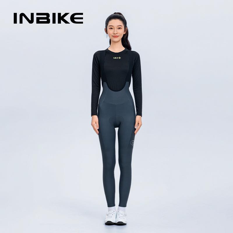 Женские флисовые велосипедные штаны-полукомбинезон INBIKE - Теплые, с высокой талией для длительных поездок Medium