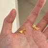Inspiration fresh mini dragonfly stud earrings Matte texture high-end artistic style brushed earrings for women fine