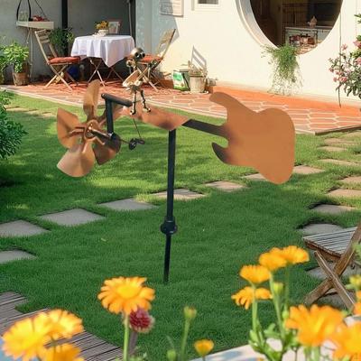 Metal Drummer Windmill Percussionist Music Figurine Modern Ornament Rockin Art