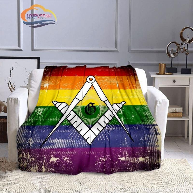 

The Freemasons Blanket Freemasonry Series Flannel Cashmere Blanket Masonic Fluffy Blanket All Seeing Eye Printing Pattern Blanke 75x90cm