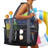 Summer Large Capacity Mesh Beach Bag For Towels 8 Pockets Durable Beach Bag For Toys Waterproof Underwear Pocket Beach Tote Bag