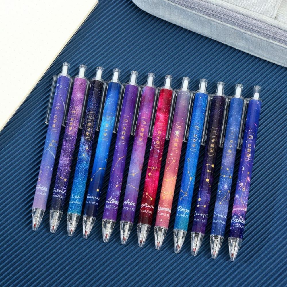 12 Pcs Gel Pen 0.5mm Black Ball Point Pens Constellations Office Supplies