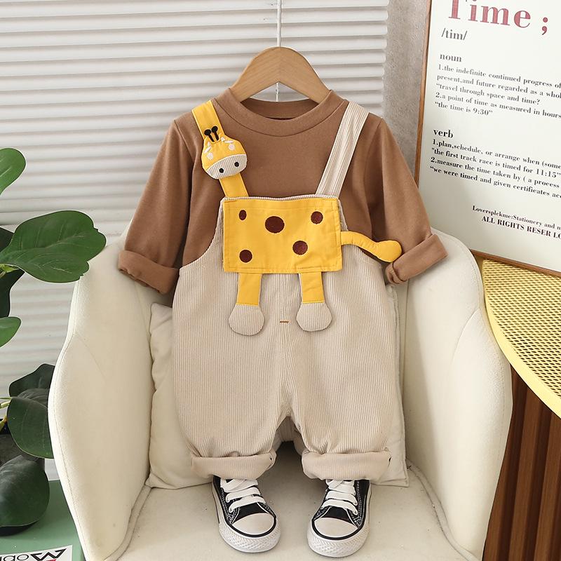 Entzückendes Baby-Latzhosen-Strampler-Set für Jungen & Mädchen - Stilvoller zweiteiliger Krabbelanzug für Frühling & Herbst