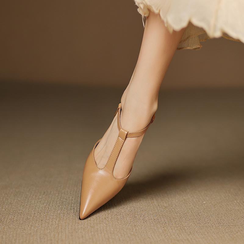 Fashion 2025 Summer Women Shoes Pointed Toe Thin Heel Women Sandals Genuine Leather Women Shoes Stiletto Elegant High Heels Party Shoes