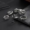 6 Stück/Set Goth Herren Ring Set Punk Skelett Ringe Persönlichkeit Halloween Ring Set Streetwear