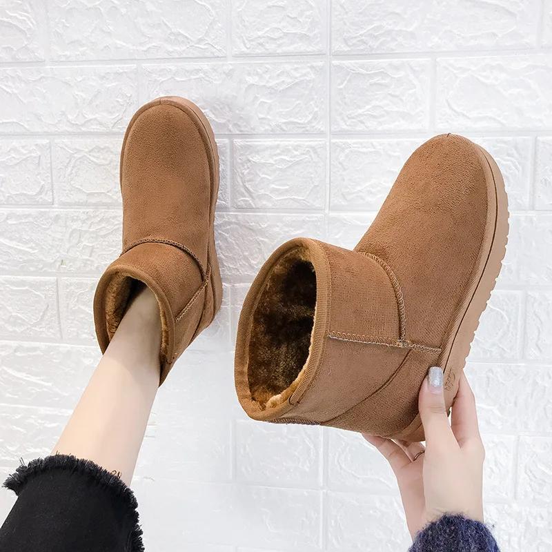 

Women Fashion Warm Snow Boot Australia Classic Women Ankle Boots Winter Faux Fur Shoes for Women Brown Flat Slip Resistant Botas 35 жовтий