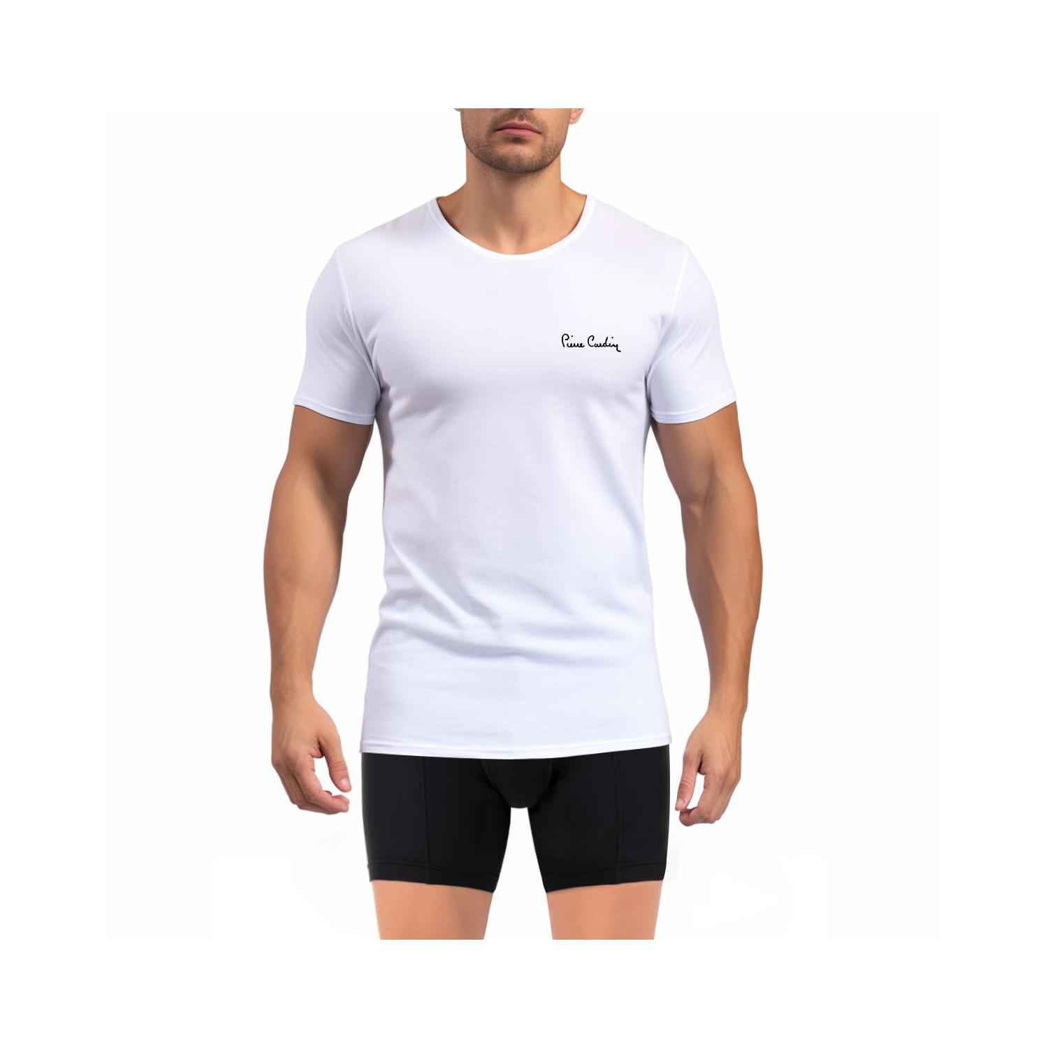 T-shirt homme en col rond avec broderie signature sur la poitrine 2XL blanc