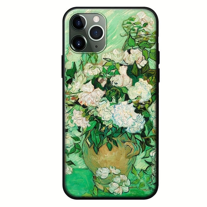 1pc IPhone 14 Oil Painting Phone Case – Starry Sky & Sunflower Design, Nordic Landscape Artistic Temperament, TPU Painted Apple Case