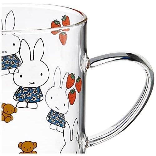 Space Joy Miffy Mug, Heat-Resistant Glass, 330ml, Microwave-Safe, Miffy & Strawberry Design, 8644005MS Clear, 7.5cm Diameter