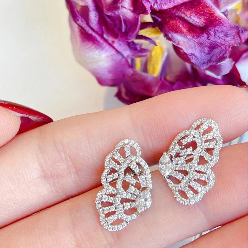 Chic Butterfly Zirconia Ring & Trendy Stud Earrings Set for Women - Fashionable, Personalized, Niche Design, Cool Style