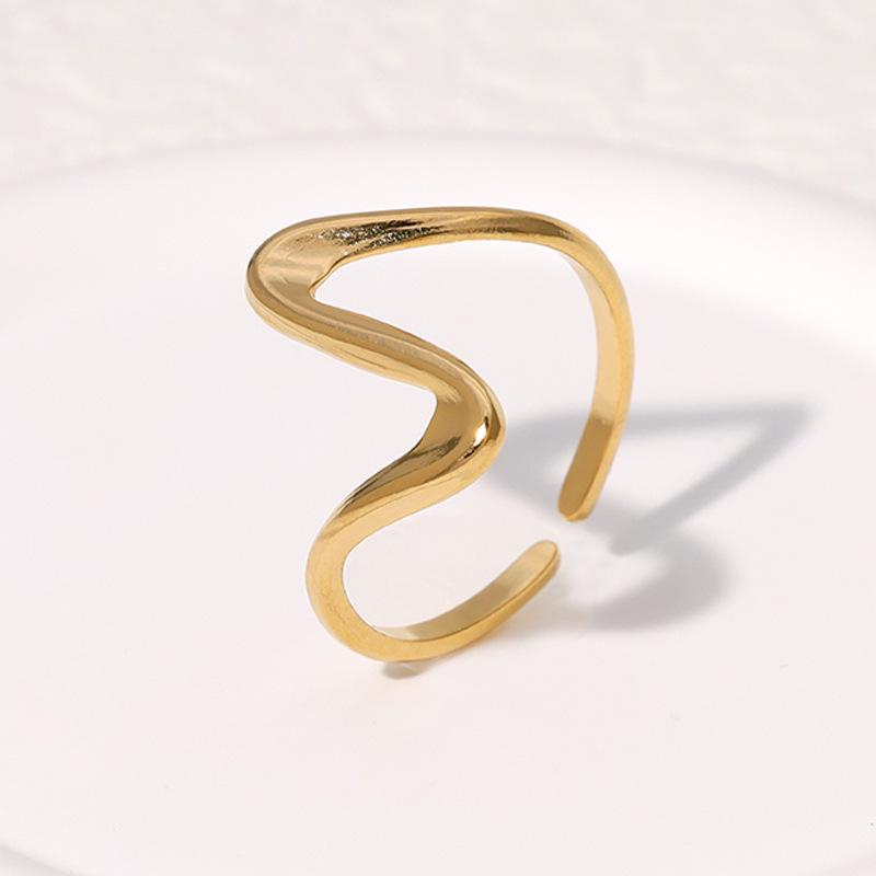 18K Gold Plated Stainless Steel Open Ring: Simple, Versatile, Niche Design, Colorfast Titanium Steel
