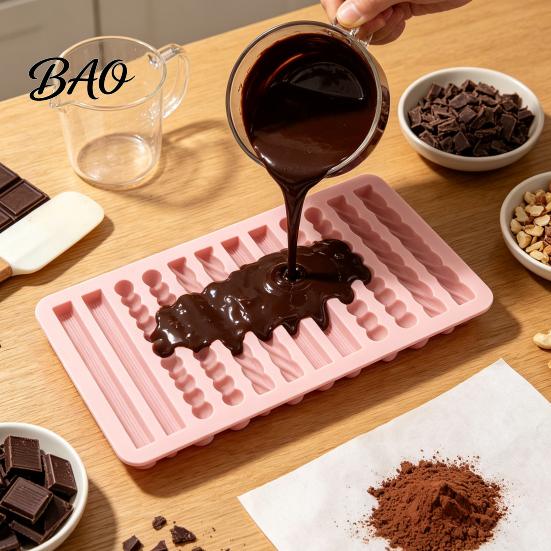 Crayon Casting Silicone Tray Chocolate Rod Mold, 12 Cavity Non-stick Baking Tray, Heat Resistant Essentials for Home Flexible Strip Mold Oven