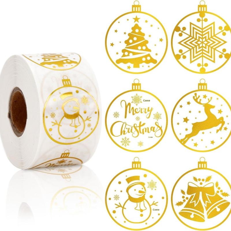 

500Pcs Party Christmas Gift Wrapping Label Scrapbook Cute Stationery Decals Round Transparent Christmas Snowman Stickers