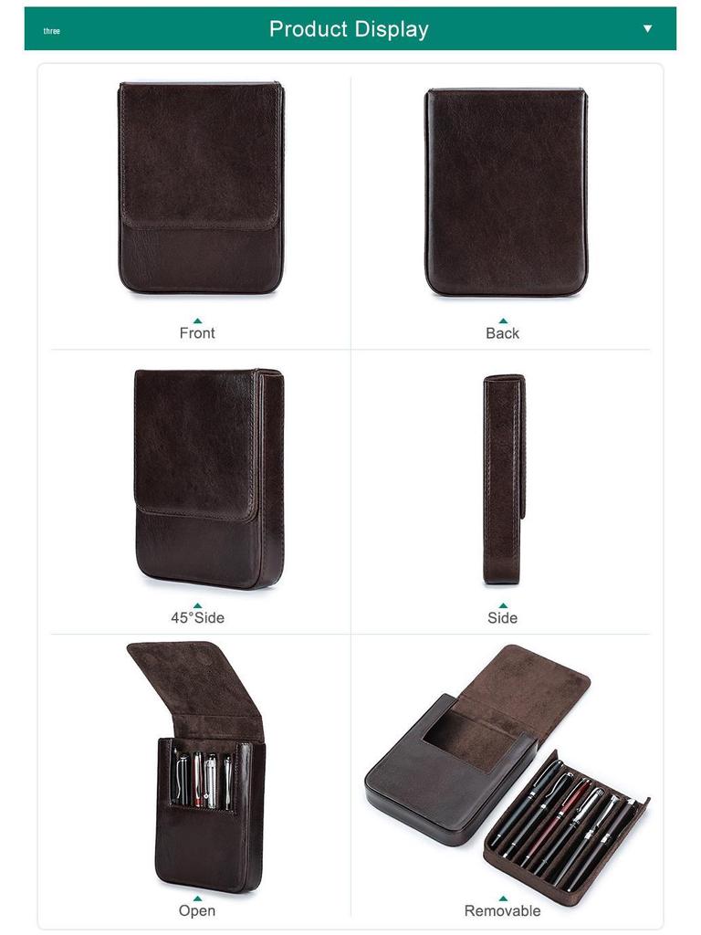 Handmade Genuine Leather 6-Piece Fountain Pen Case with Creative Drawer-Style Design