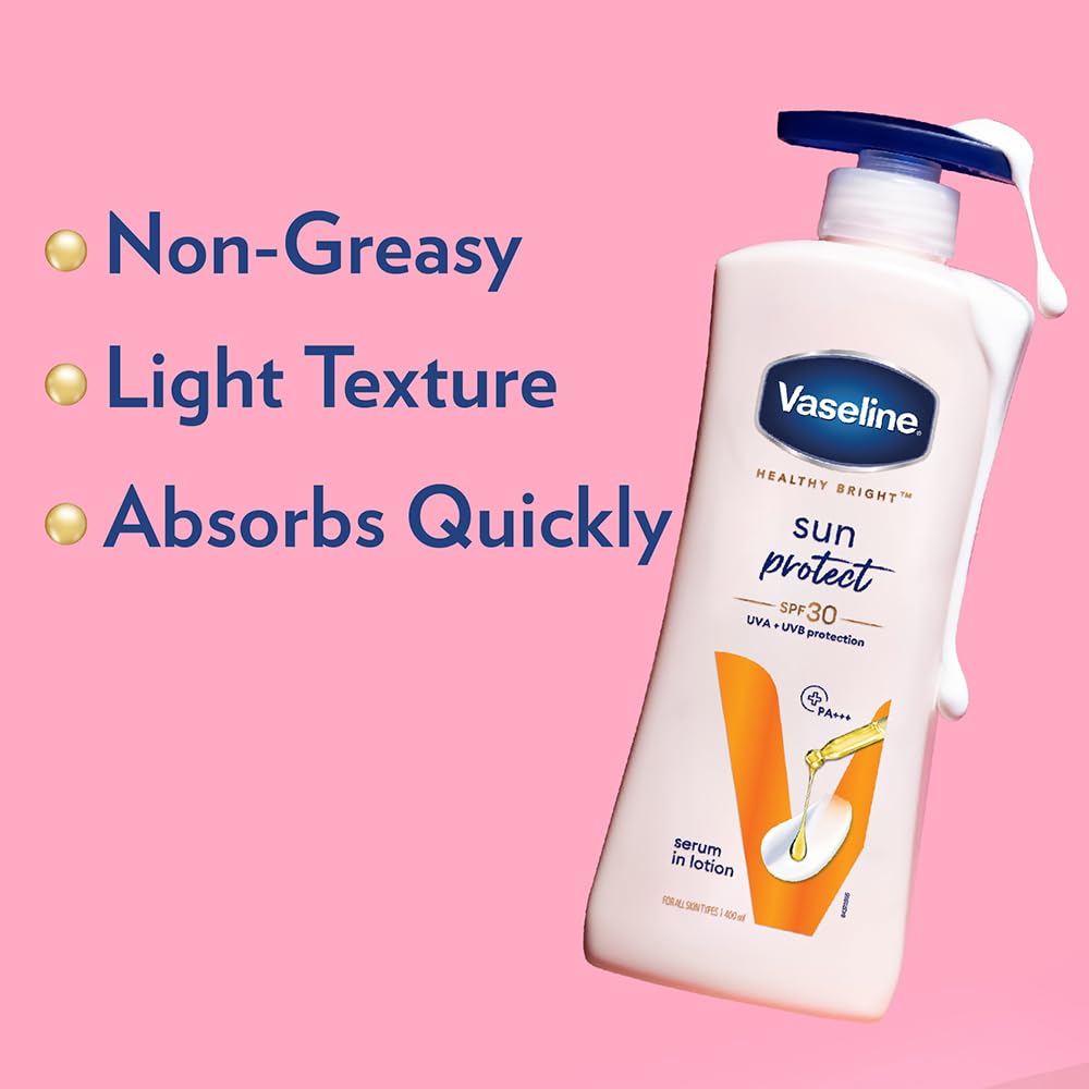 Vaseline Sun Protect SPF 30 Body Lotion 400ml Pack of 1 Reduces Tan Lines with UVA UVB Protection
