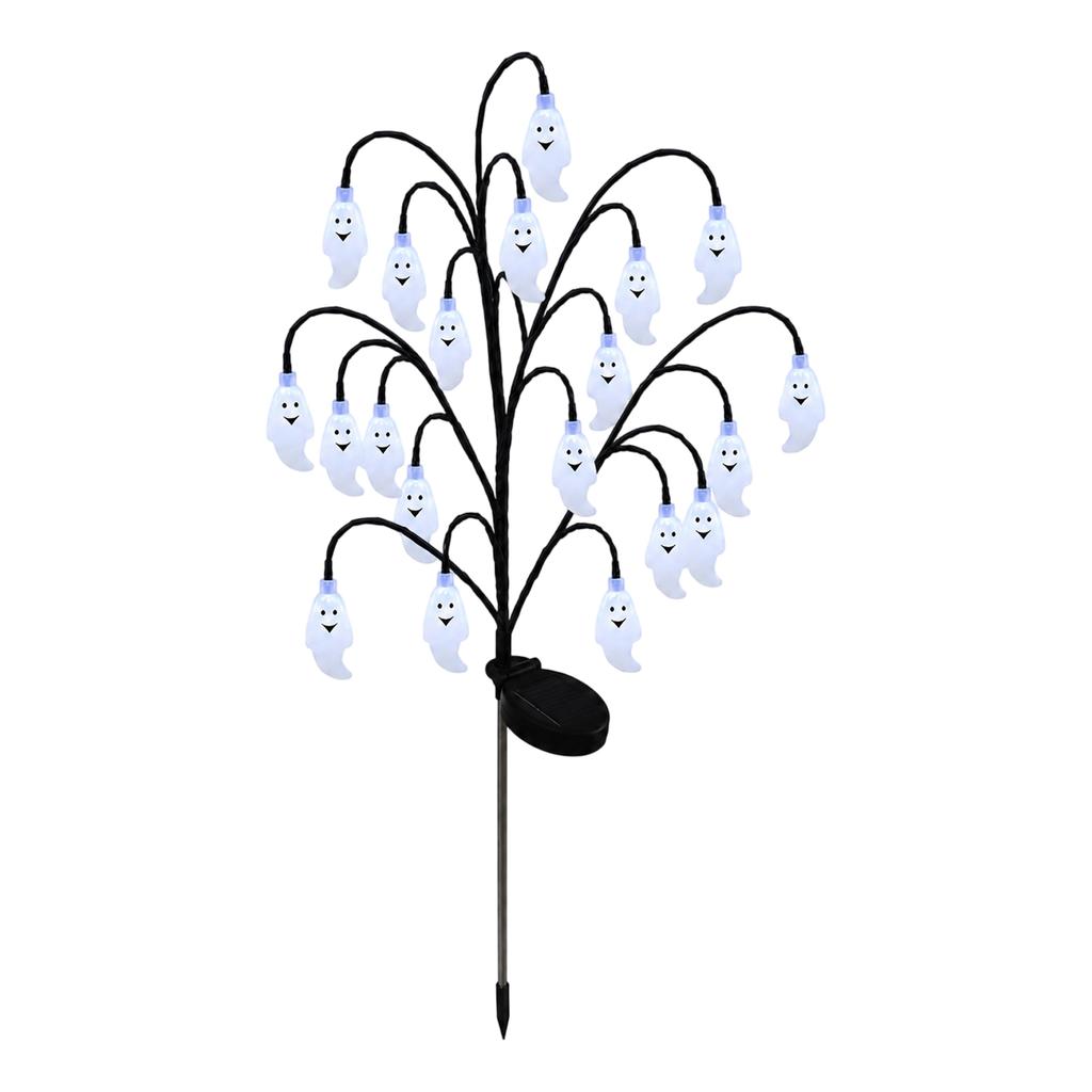 LED Solar Powered Pumpkin Branch Stake Lights Outdoor Yard Decorative Lighting for Garden Pathway Lawn Halloween Party Decor