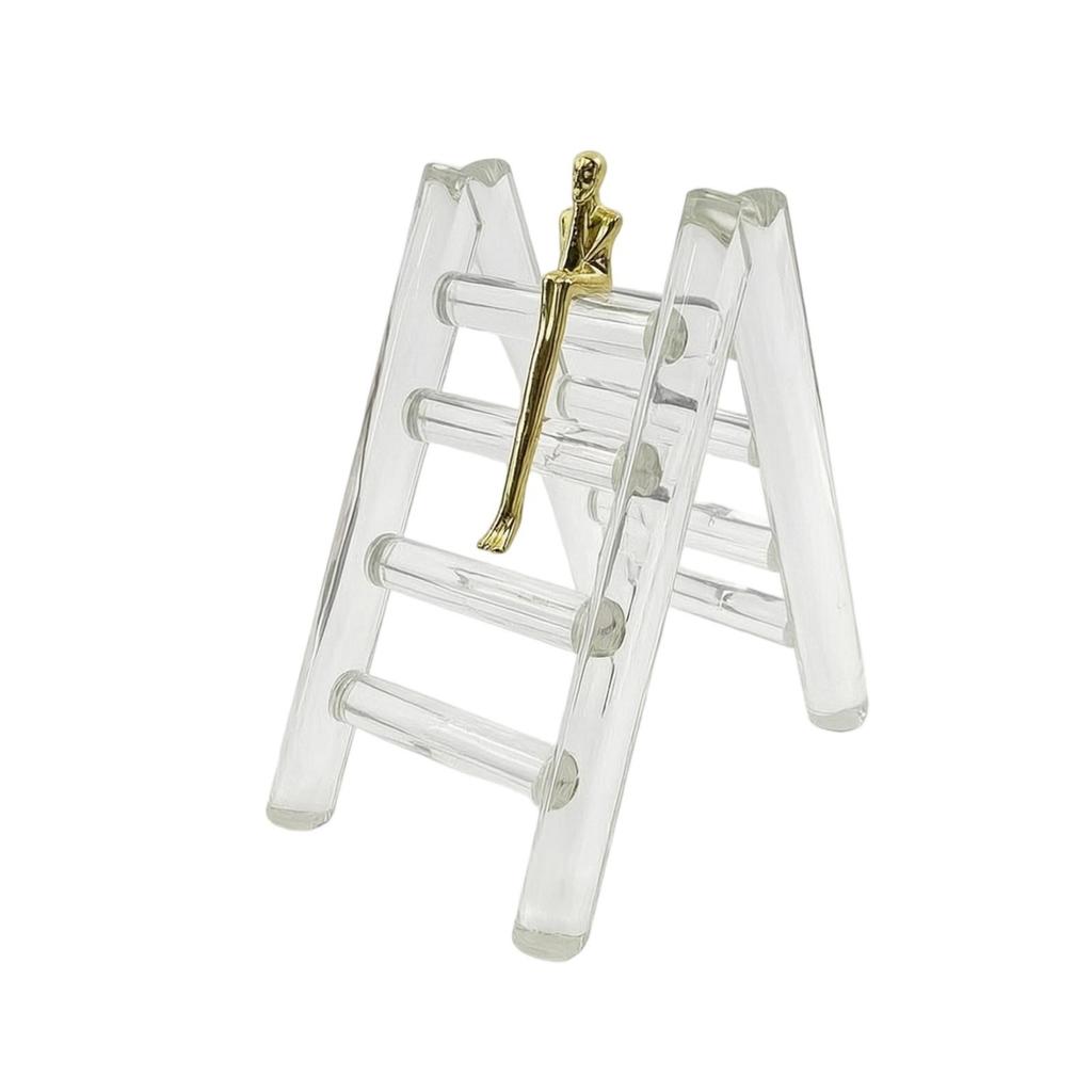 Statue with Crystal Glass Stairs Modern Thinker Figurine Minimalist for Entryway