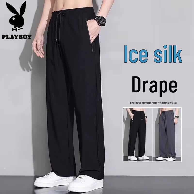 Playboy Men s Ice Silk Wide-Leg Casual Pants L