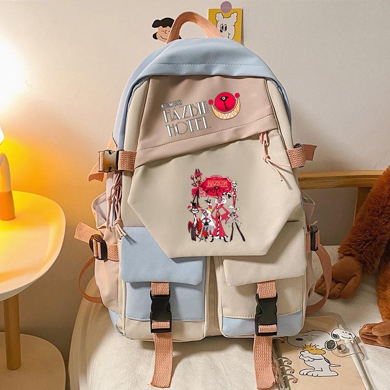 Hell Inn Boys And Girls Elementary And Secondary School Bags Cartoon Hazbinhotel Trendy Backpack Cool