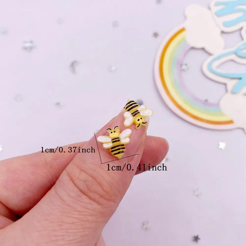 Charming Hand-Painted Mini Honeybee Resin Decorations, 10mm - DIY Crafts, Nail Art & Scrapbooking, Rhinestone Appliques, Bee