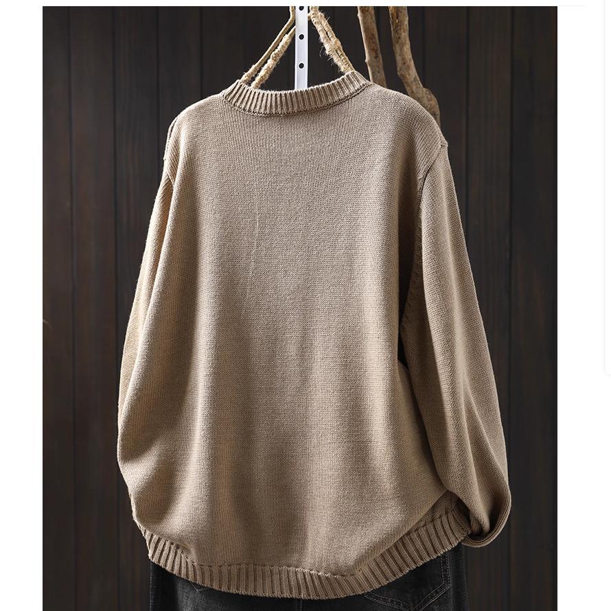 Autumn Color Button Cotton Sweater Cardigan Women Loose and Thin Casual Single-breasted Knitting
