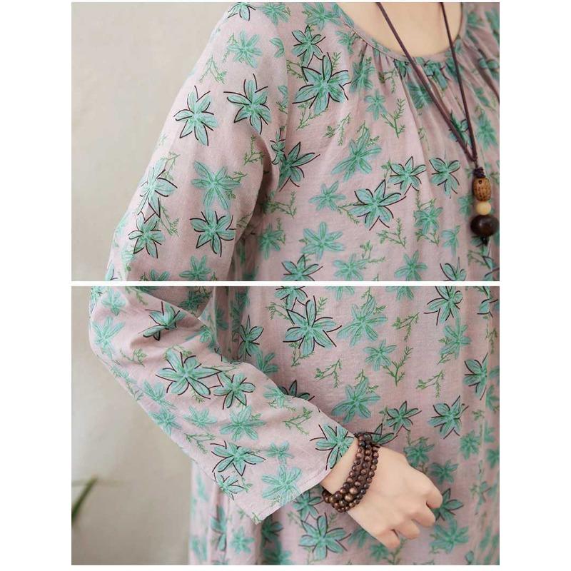 New Round Neck Lazy Dress Minimalist Long Sleeve Extra Long Dress Vacation Style