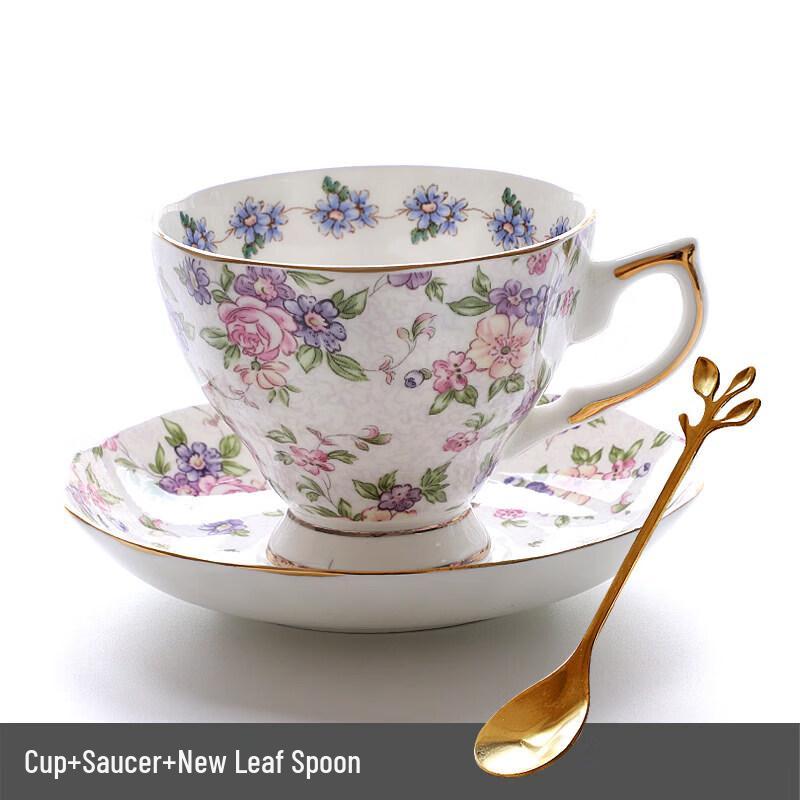 Qiwei European Gold Foil Floral Bone China Coffee & Tea Set