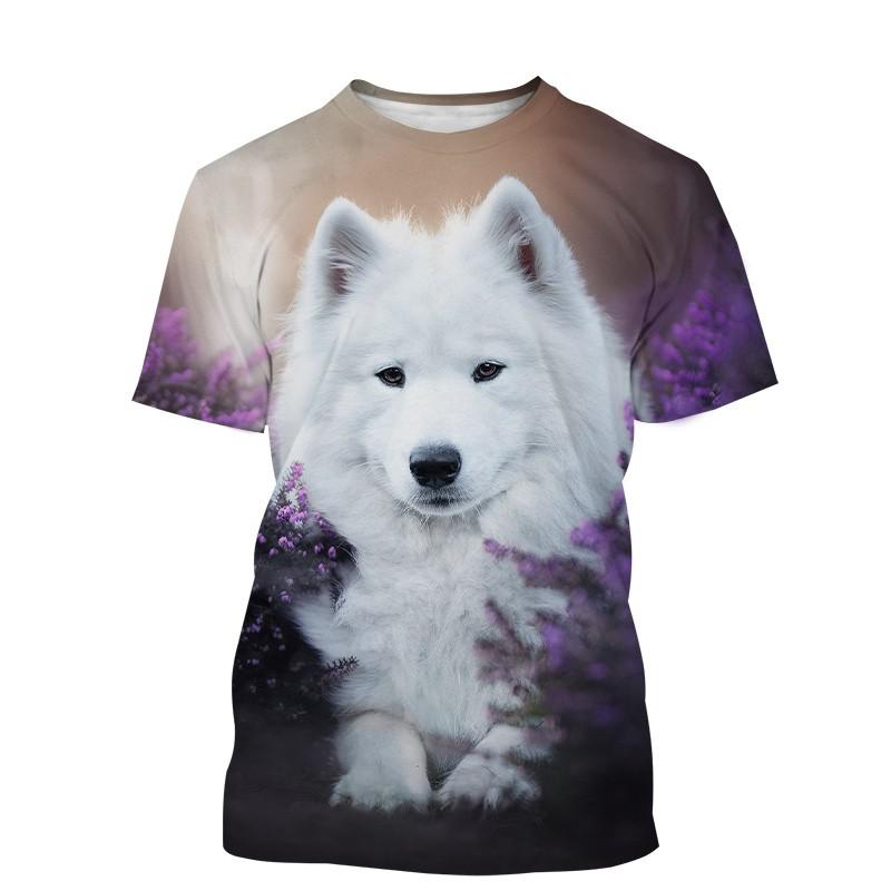 

Повседневная футболка большого размера с 3d принтом Samoyed, женские летние дышащие легкие спортивные футболки 6XL