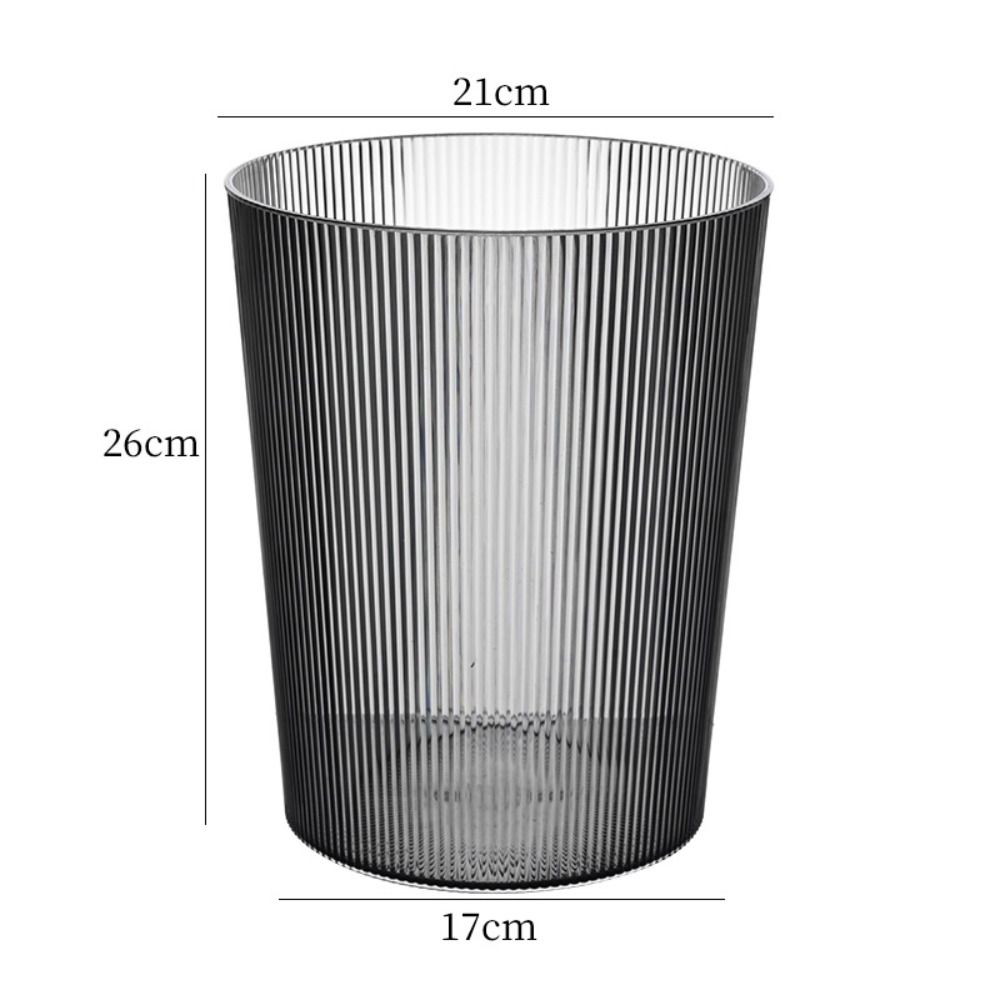 

Transparent Plastic Trash Can Striped Waste Basket Kitchen Dustbin Waste Bin Living Room серый