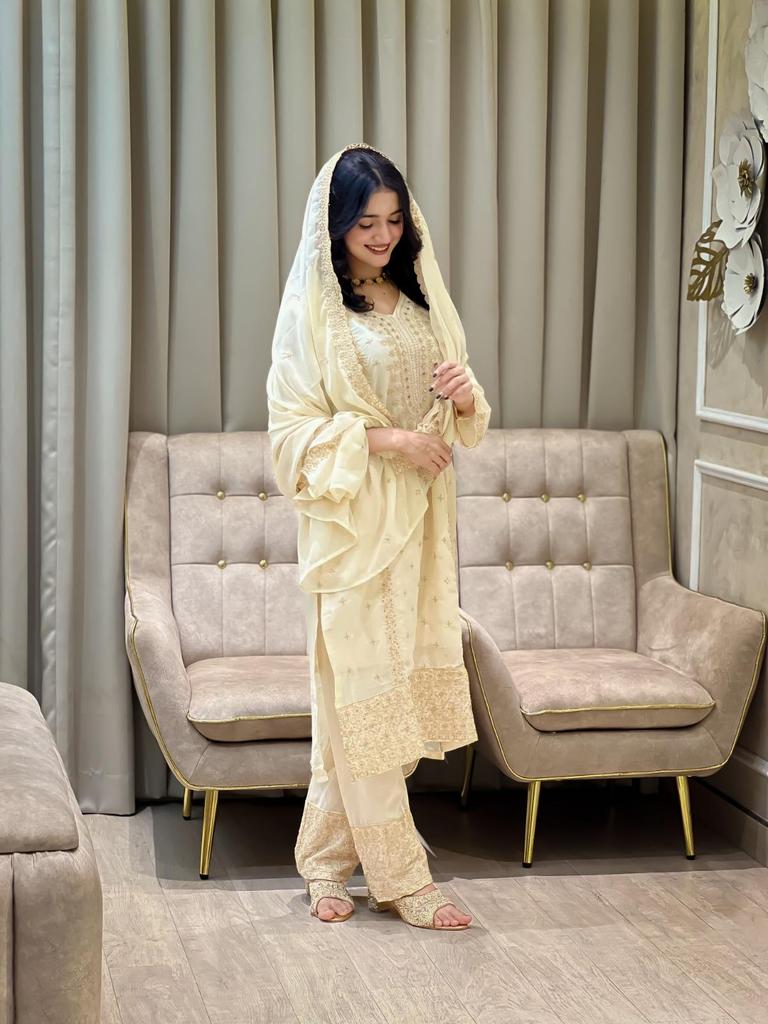 Ensemble Salwar Kameez Bollywood pour Femme - Salwar Suit en Fausse Georgette pour Fête - Designer Indien